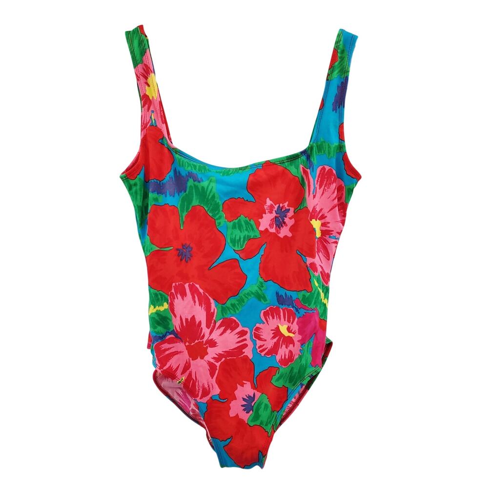 Vtg Adrienne Vittadini Tropical Floral Print Swimsuit Sz 8 USA Made Multicolored